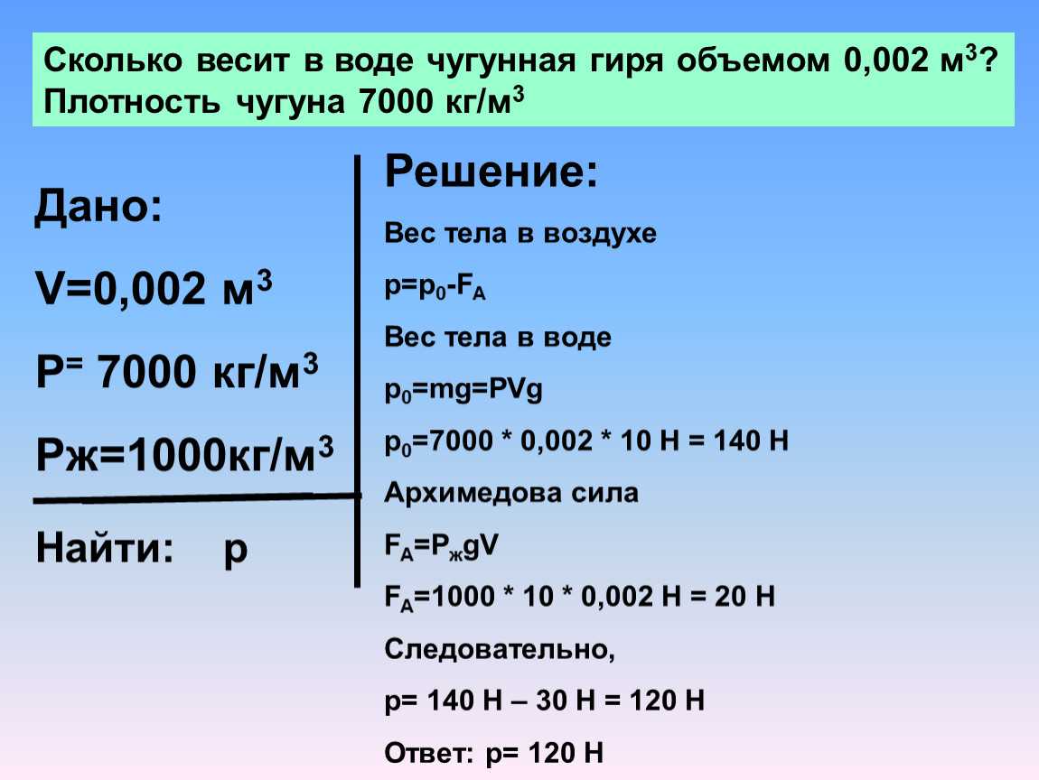 Перевод массы в объем и обратно
