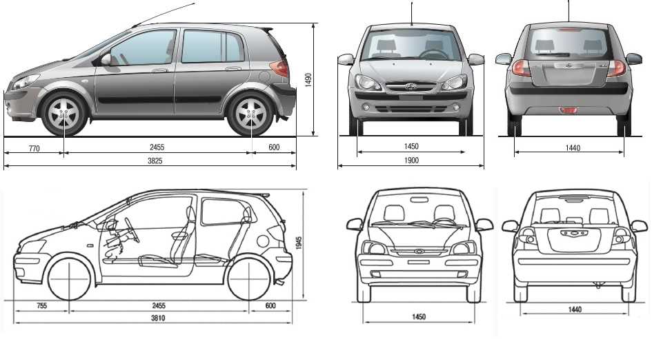 Объем багажника, л в hyundai getz